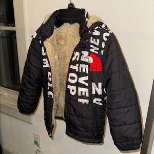 Kids Black Jacket with Faux Fur Lining